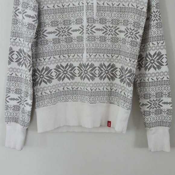 EDC by Esprit Fair Isle Y2K Cowl Neck Hoodie Sweatshirt Gray White M - Picture 3 of 13